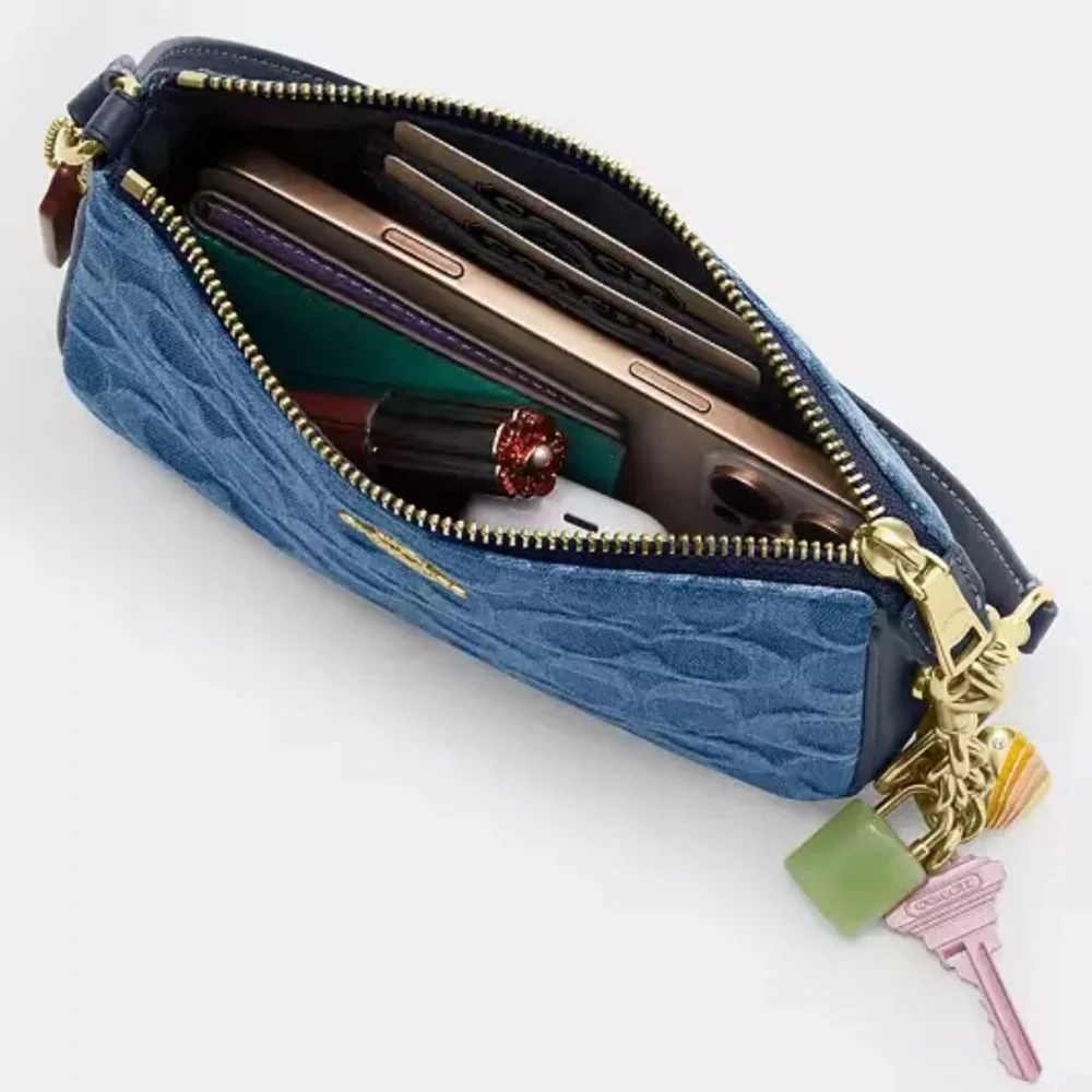 COACH Nolita 19 in Signature Denim Shoulder Bag - Indigo / Gold - Picture 6 of 8